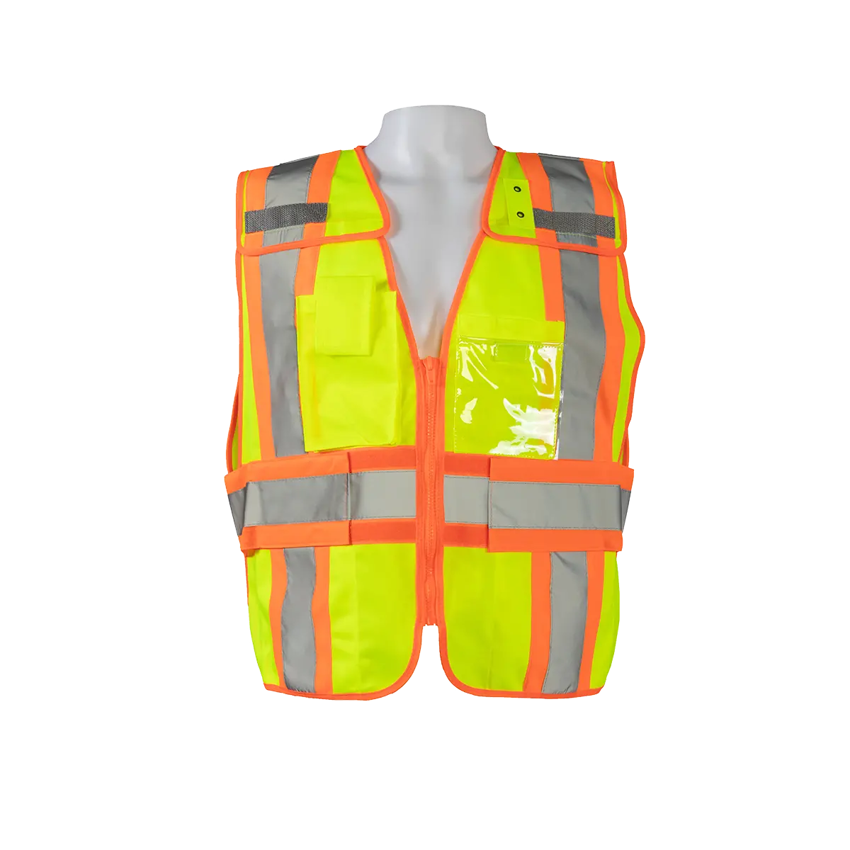 Lv2-Psvp Ansi Class 2 Lime Solid Orange Contrast Two Tone Incident Command Expandable Breakaway Safety Vest 1