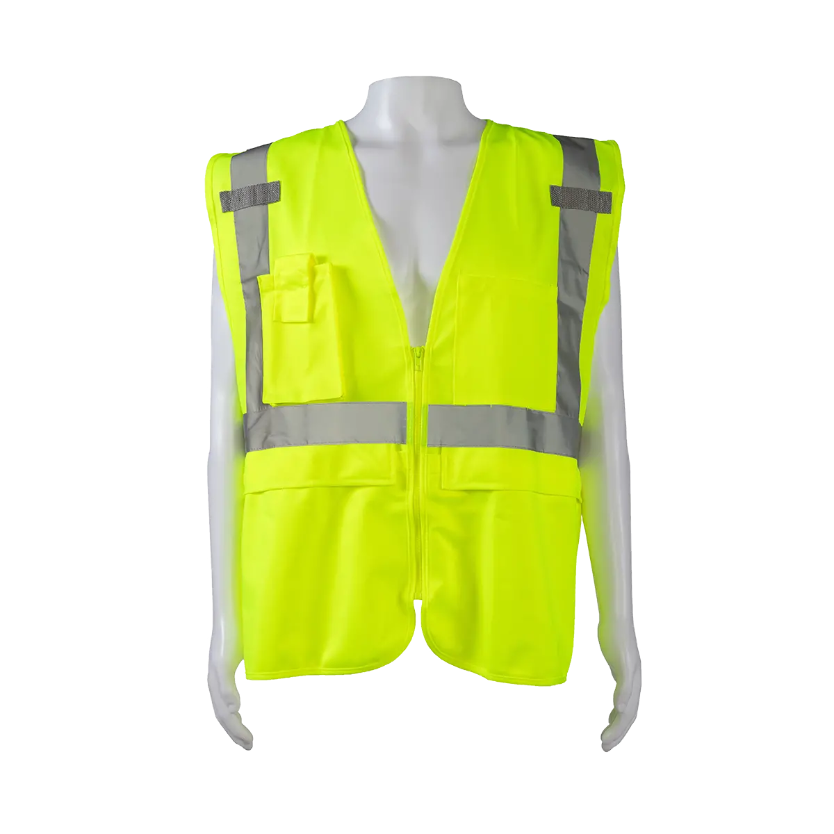 Lv2-Suv Ansi Class 2 Deluxe Surveyor’S Safety Vest, Lime Solid 1