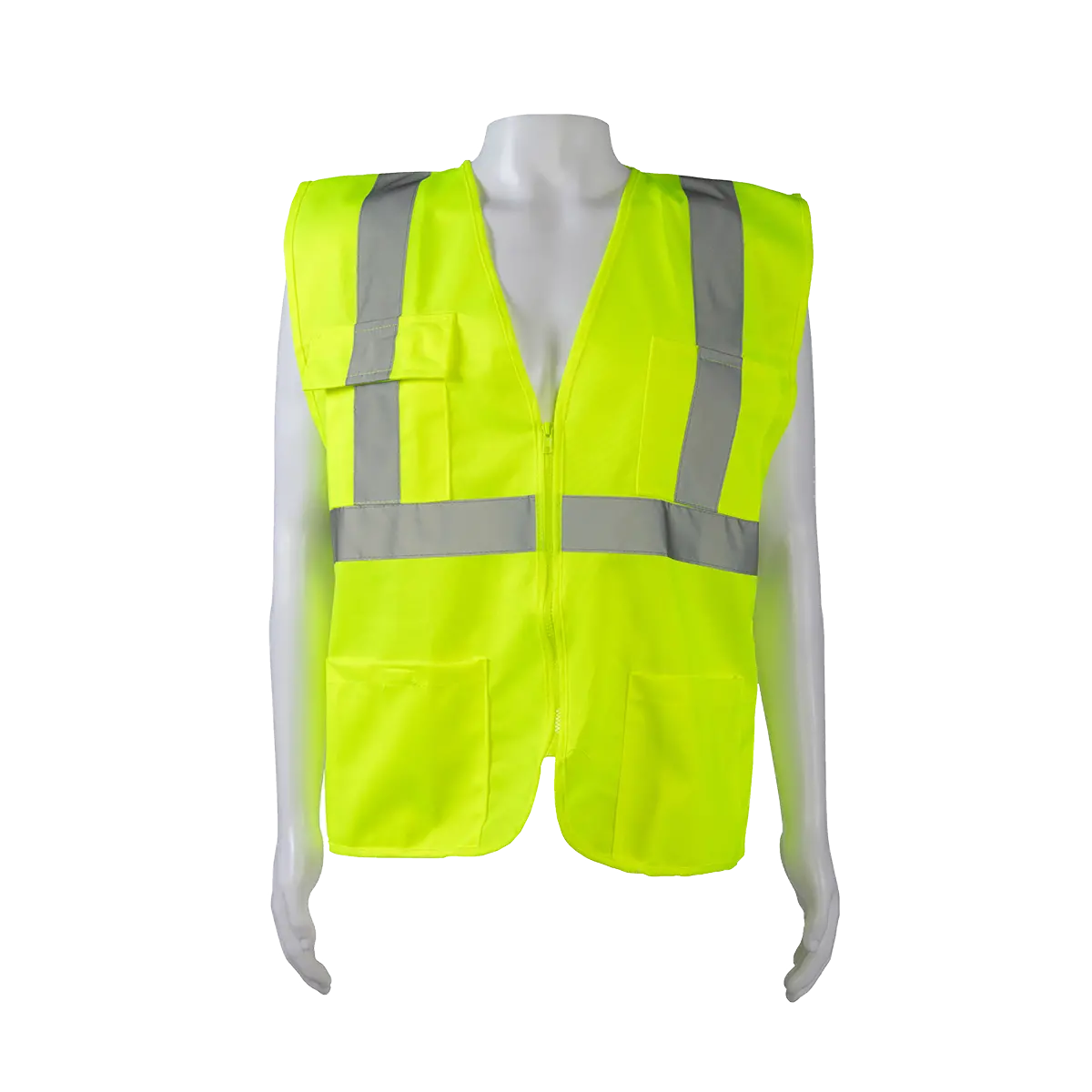 Lv24 Lime Solid Ansi Class Ii 4-Pocket Safety Vests 1