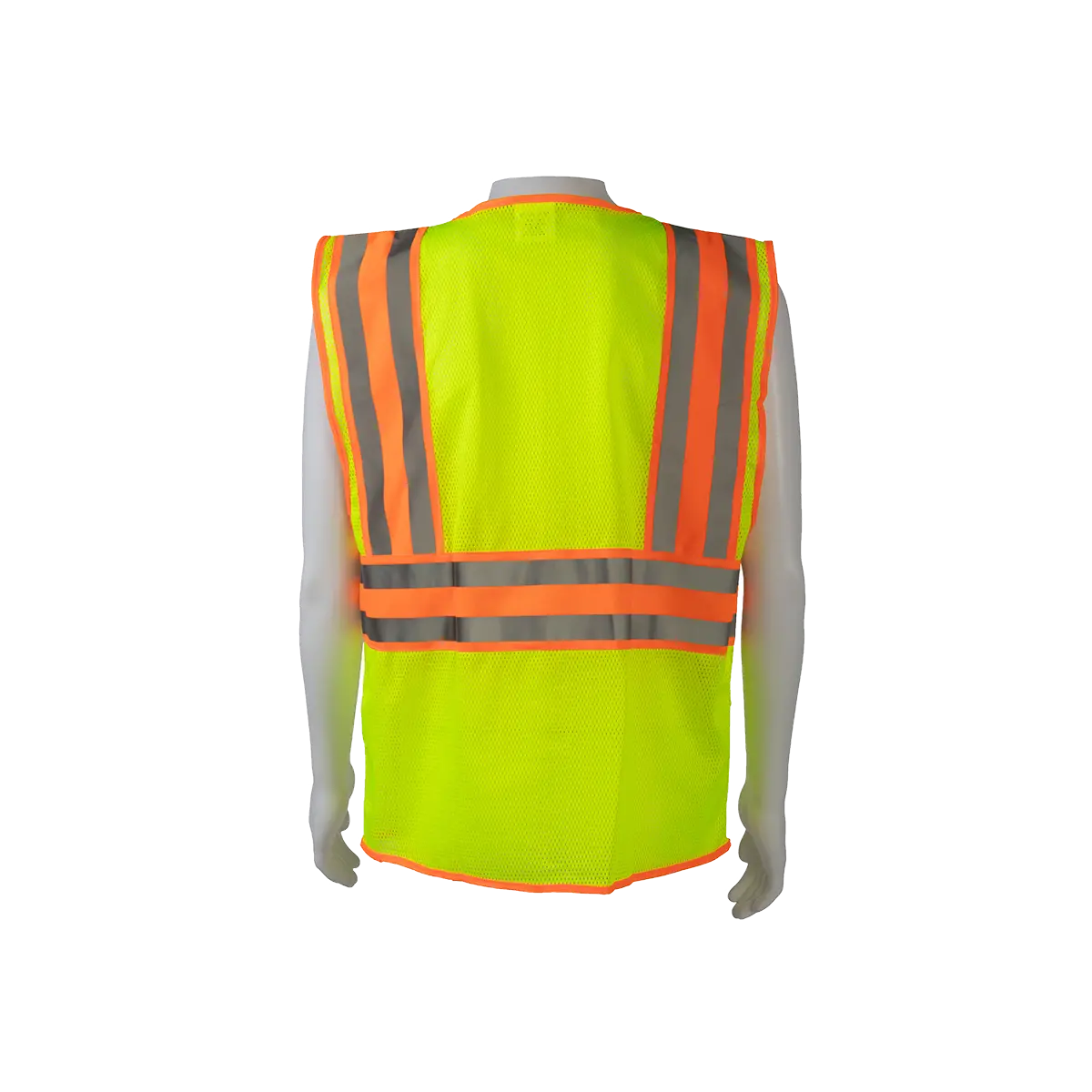 Lvm2-Cb2 Ansi Class 2 Deluxe Two Tone Dot Safety Vest , Lime Mesh Orange Contrast 2