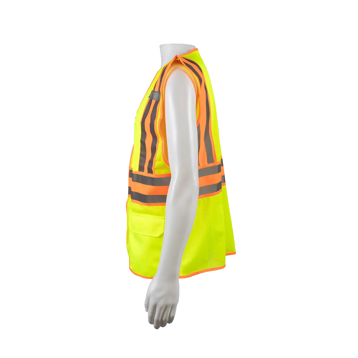 Lvm2-Cb2 Ansi Class 2 Deluxe Two Tone Dot Safety Vest , Lime Mesh Orange Contrast 3