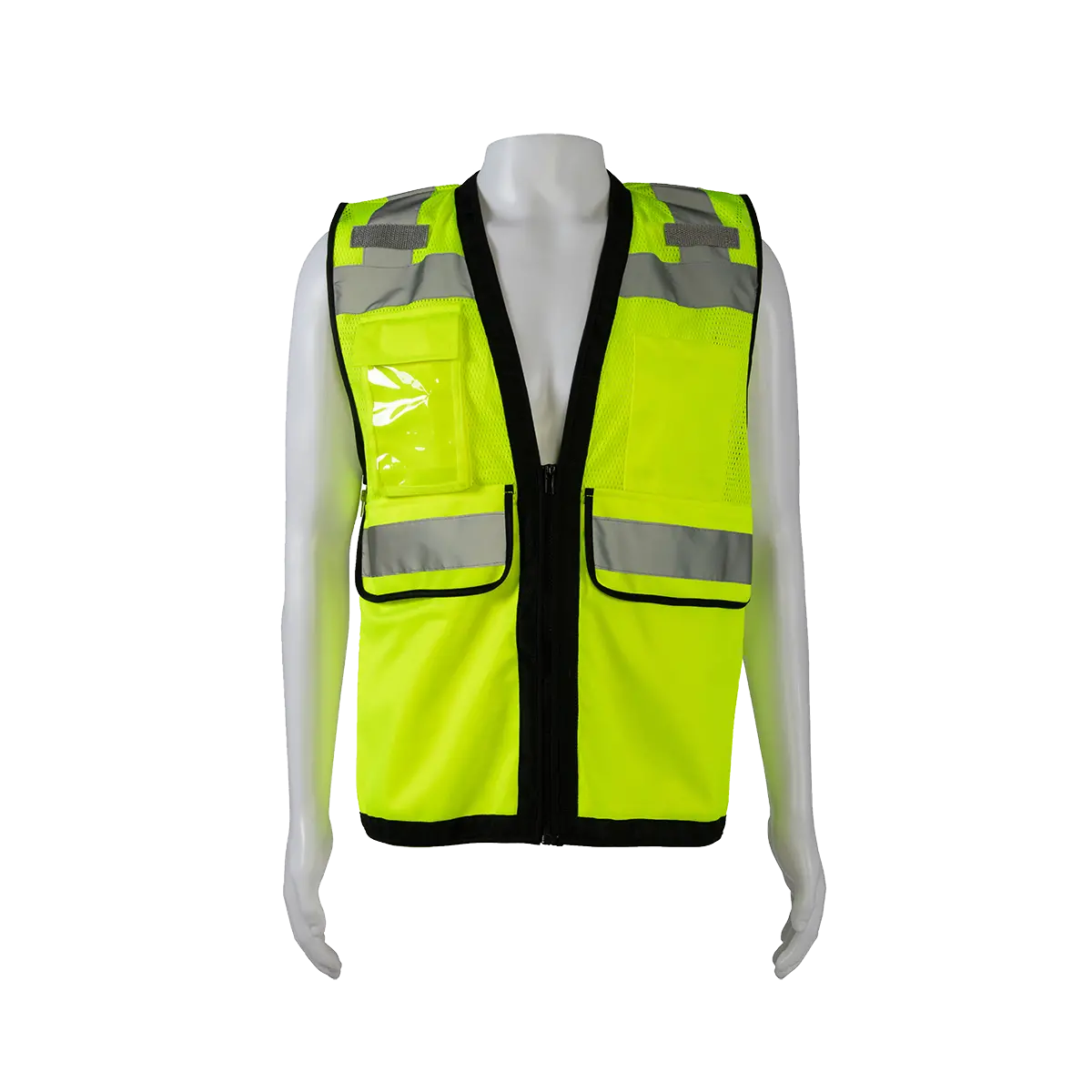 Lvm2-Hdsuv Ansi Class 2 Deluxe 8-Pocket Heavy Duty Surveyors Safety Vest High-Vis Lime Mesh 1