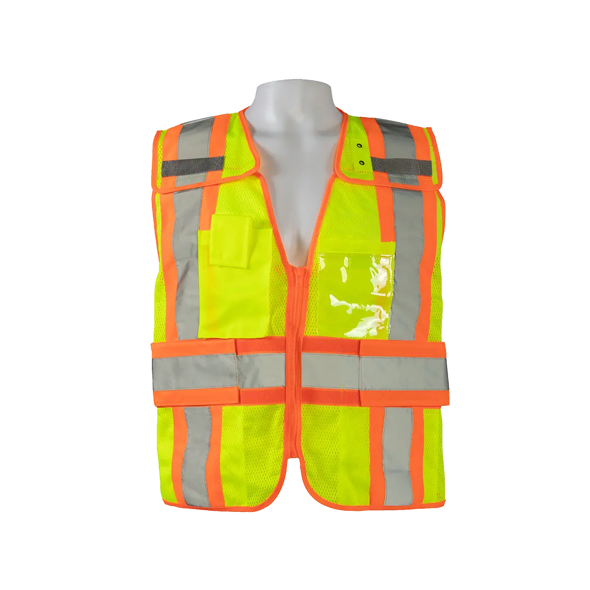 Lvm2-Psv Ansi Class 2 Lime Mesh Orange Contrast Two Tone Expandable Breakaway Public Safety Vest 1