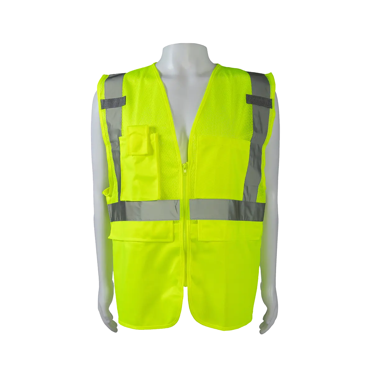 Lvm2-Suv Ansi Class 2 Deluxe Surveyor’S Safety Vest, Lime Mesh 1