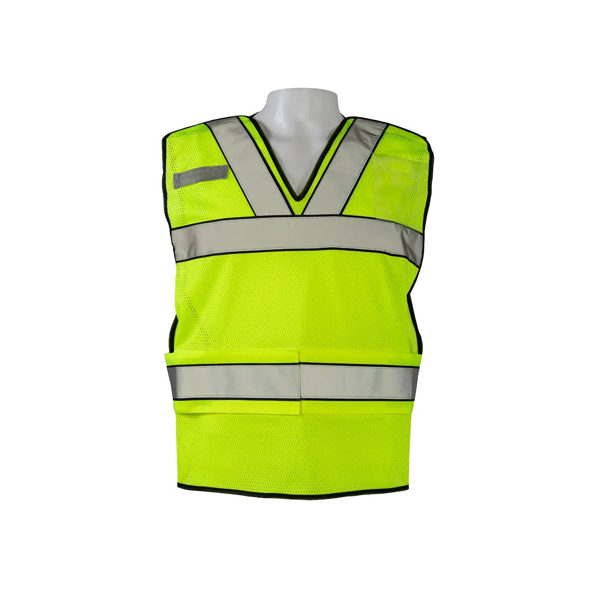 Lvm2-Vnpsv High-Vis Lime Mesh Ansi Class 2 Pullover V-Neck Breakaway Vest Reflective X On Back 1