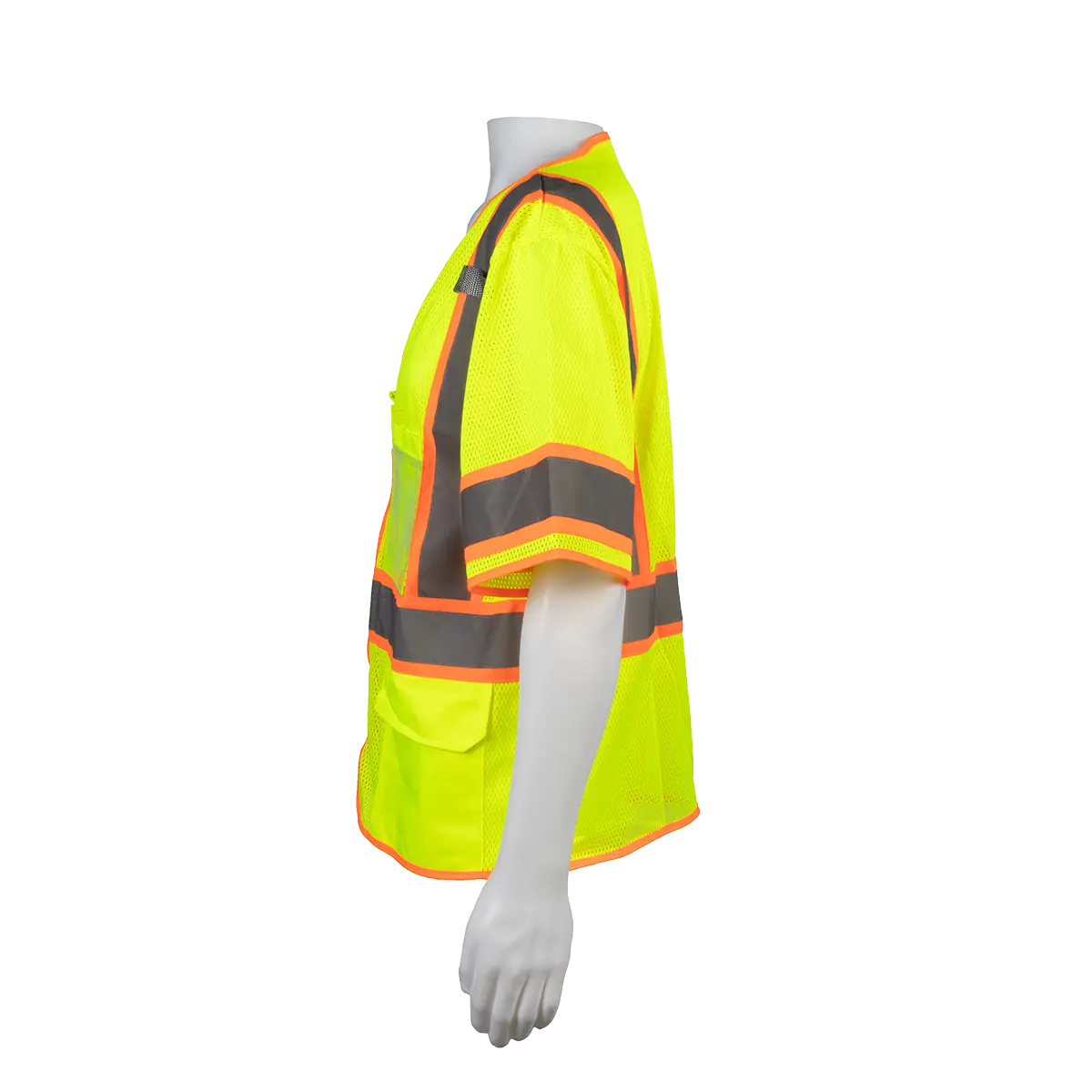 Lvm3-Cb1 Lime Mesh Orange Contrast Ansi Class 3 Two Tone Dot Surveyors Safety Vest, Deluxe 3