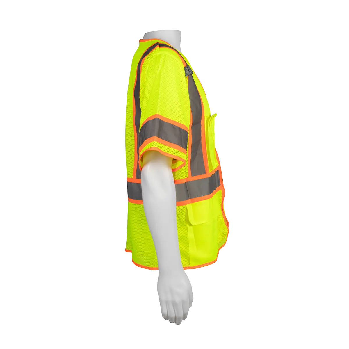 Lvm3-Cb1 Lime Mesh Orange Contrast Ansi Class 3 Two Tone Dot Surveyors Safety Vest, Deluxe 4