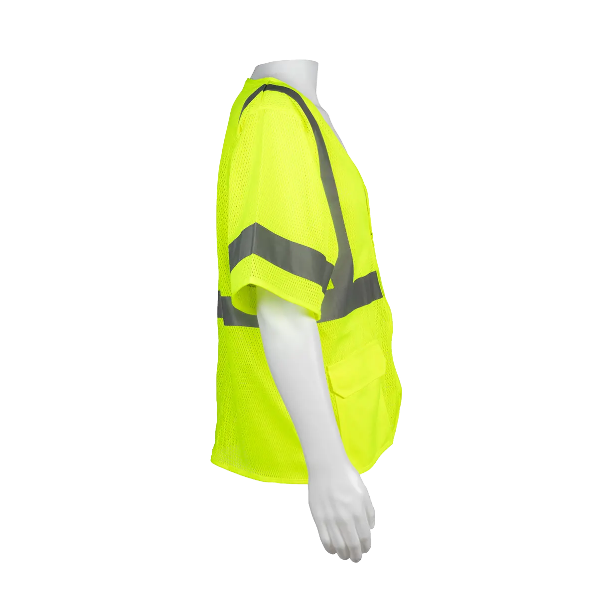 Lvm3-Z Ansi/Isea 107-2020 Class 3 Vest, Lime Mesh Zipper Closure 3