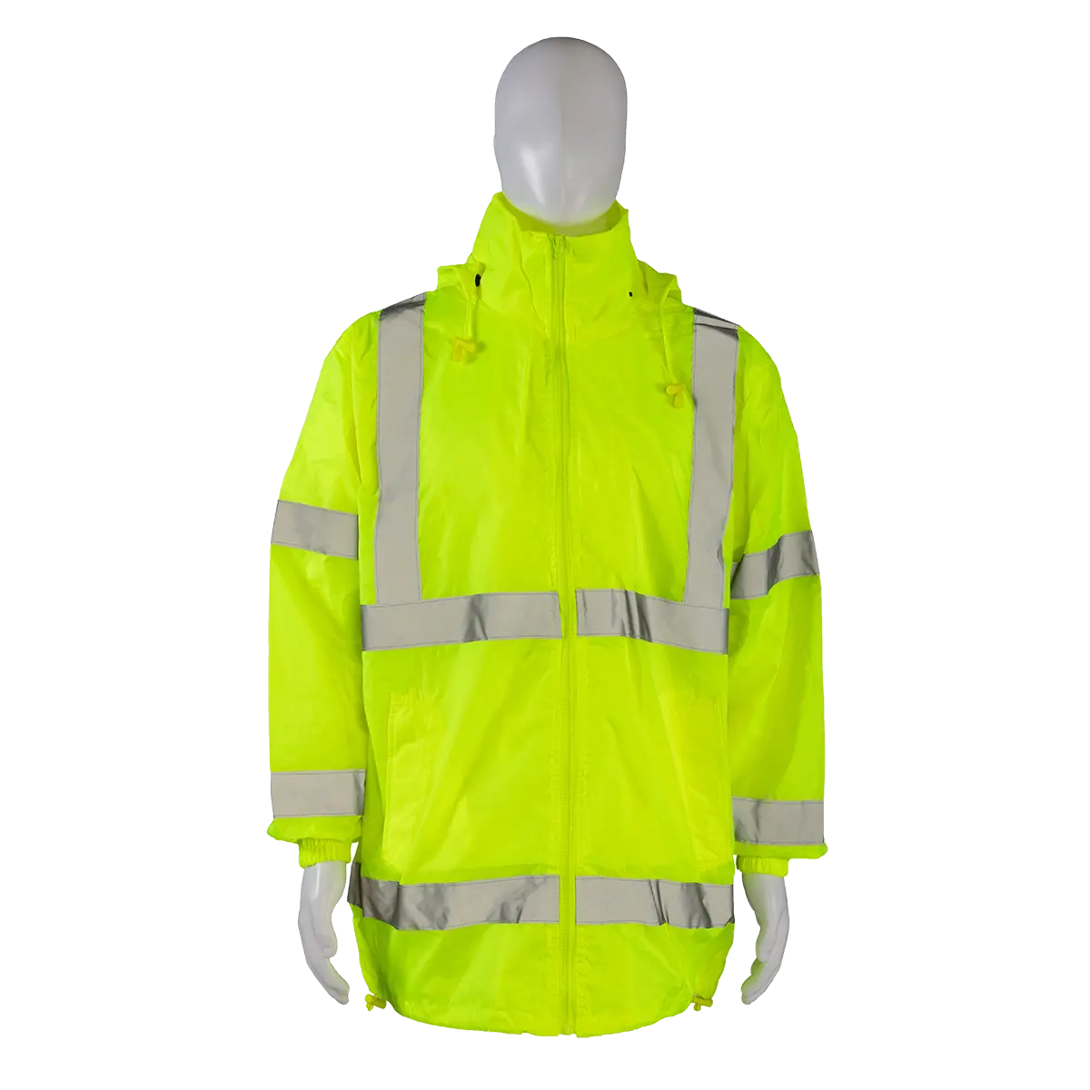 Lwb-C3 Ansi Class 3 Lime Green Wind Breaker Jacket With Detachable Hood 1