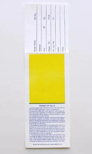 Long Bid Card, Middle Yellow Square (500/Pack) 1