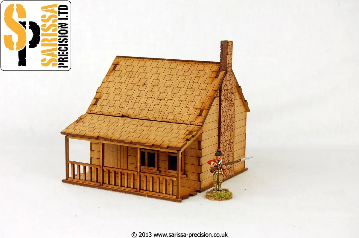 North American House With Porch - Stone Chimney 1 1
