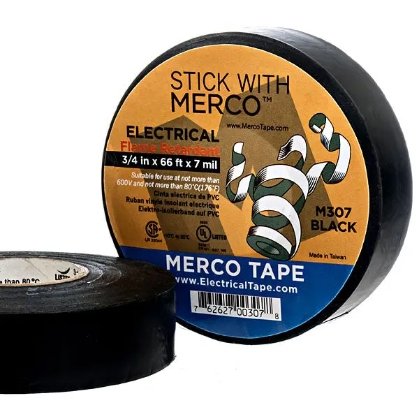 Merco Tape® M307 Electrical Tape ~ All Weather-All Temperature, Flame Retardant And ~ U/L Listed ~ Black 1