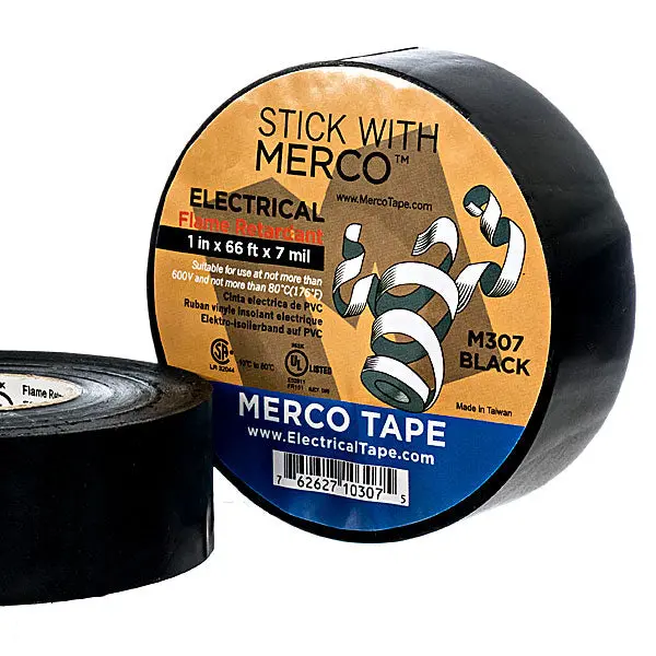 Merco Tape® M307 Electrical Tape ~ All Weather-All Temperature, Flame Retardant And ~ U/L Listed ~ Black 3