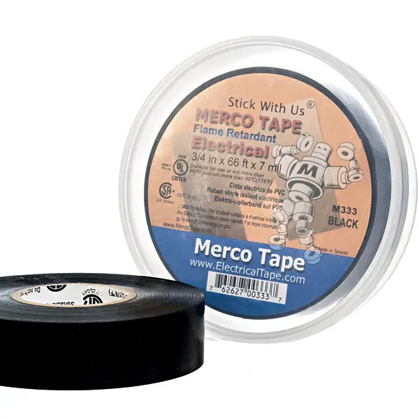 Merco Tape® M333 Electrical Tape ~ All Weather-All Temperature And  Flame Retardant ~ U/L Black In Cannister 1