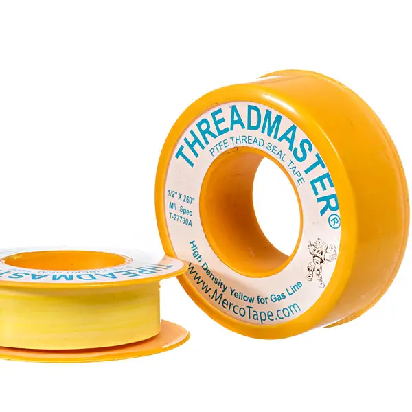 Threadmaster® Threadseal Tape ~ Yellow (For Gas Lines) High Density, Labeled, Import | Merco Tape® M44 1