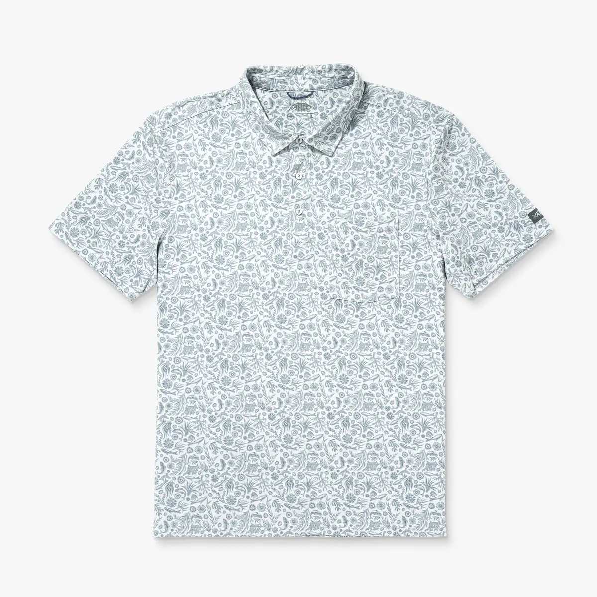 Qualifier Printed Performance Polo Shirt | Oyster Gray 1