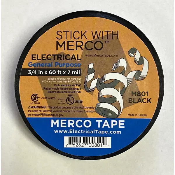 Electrical Tape High Quality U/L Listed General Purpose Grade | Merco Tape® M801 2