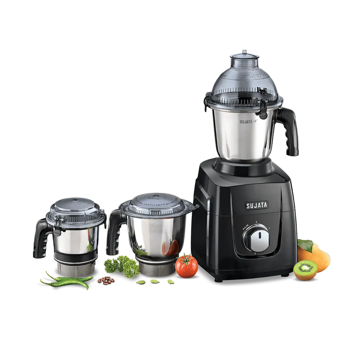 Sujata 1000 Watt Mixer Grinder, Black | Mg02 | 3 Jar 1