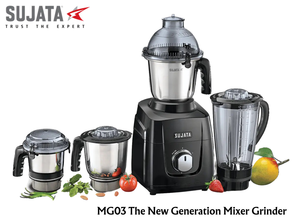 Sujata Mg03 1000W Mixer Grinder-4 Jar-Heavy Duty Mixer For Indian Kitchen 1