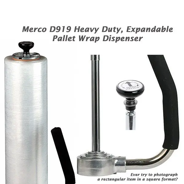 Pallet Wrap Dispenser, Heavy Duty Warehouse Quality Expands From 12 To 20 Inches | Merco Tape® D919 1