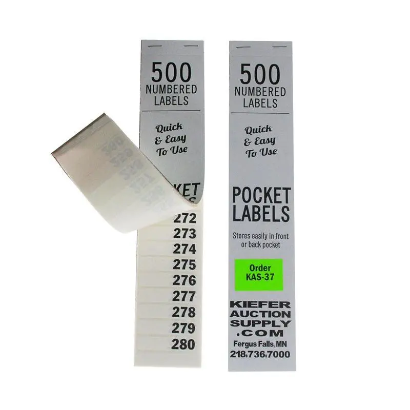New Numbered Pocket Labels (500 Per Book) 1