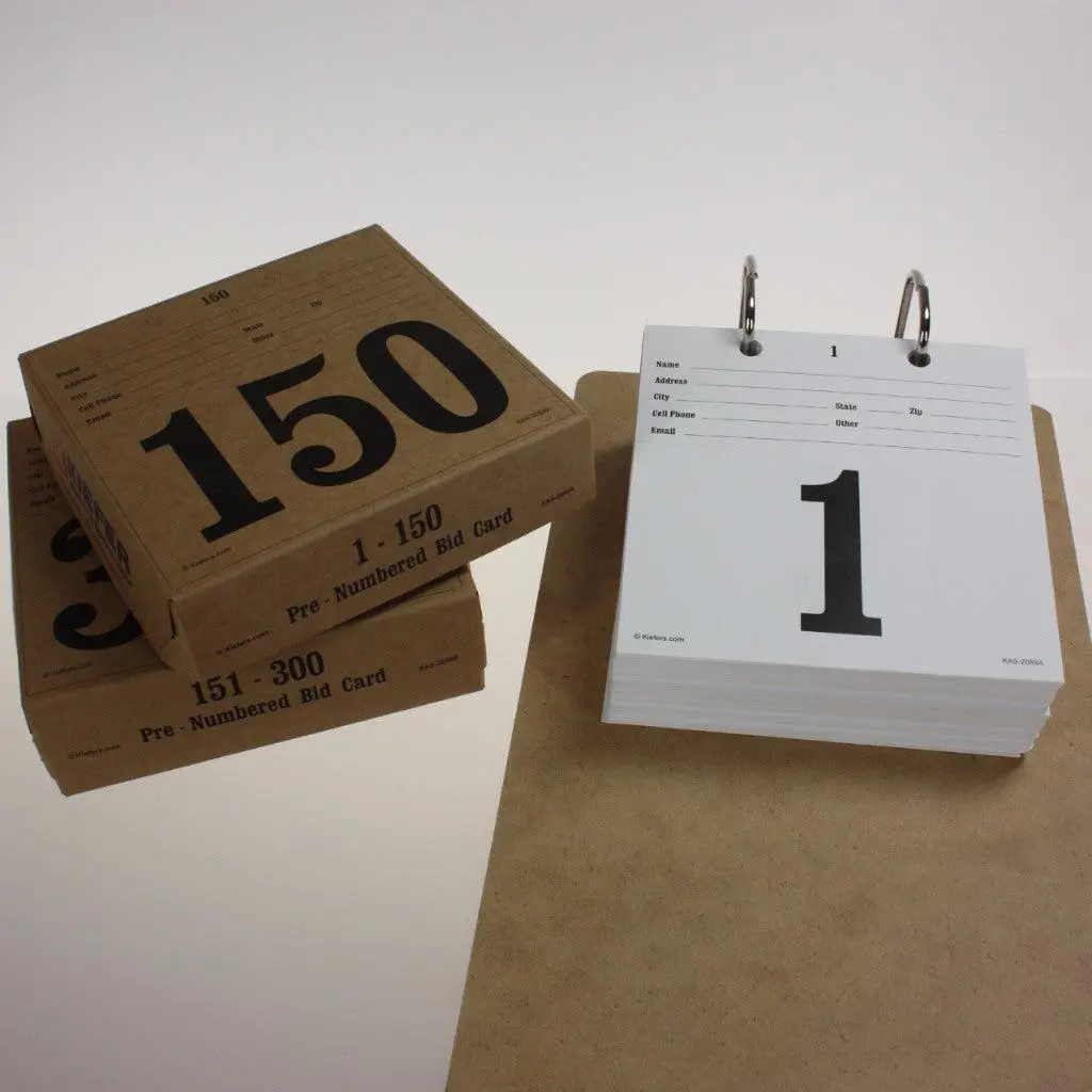 Pre-Numbered Bid Cards W/ Hole Drilled Stub (150/Pack) 1