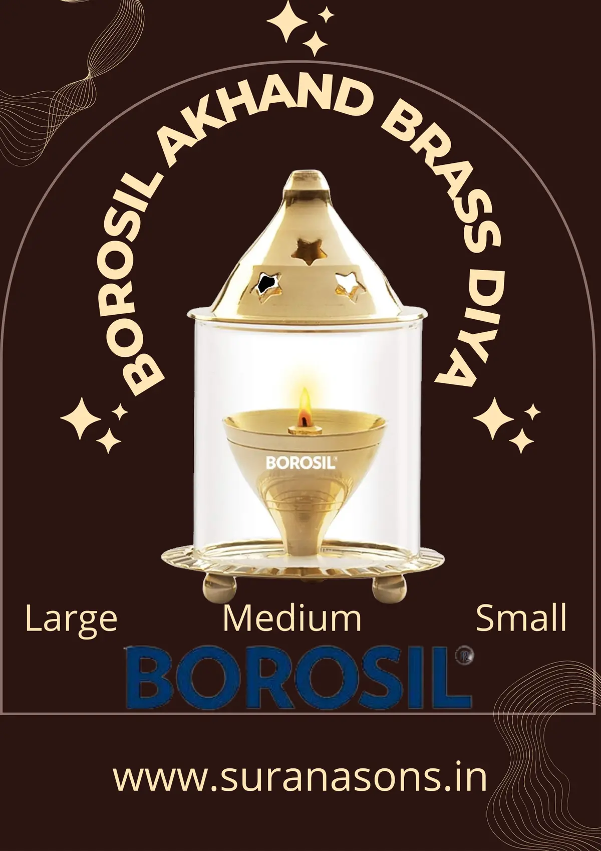 Borosil Akhand Diya, Brass | Exquisite Design | Ideal For Pooja Place | Gifting 1