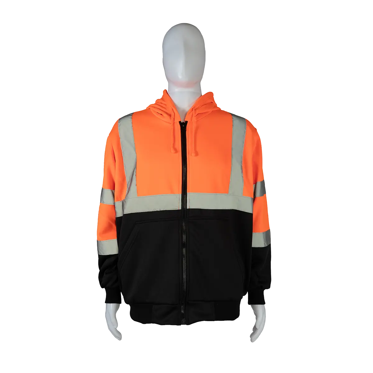 Obhsw-C3 Ansi Class 3 High-Vis Orange/Black Bottom Two Tone 16 Oz. Thermal Lined Zip-Up Hoodie 1