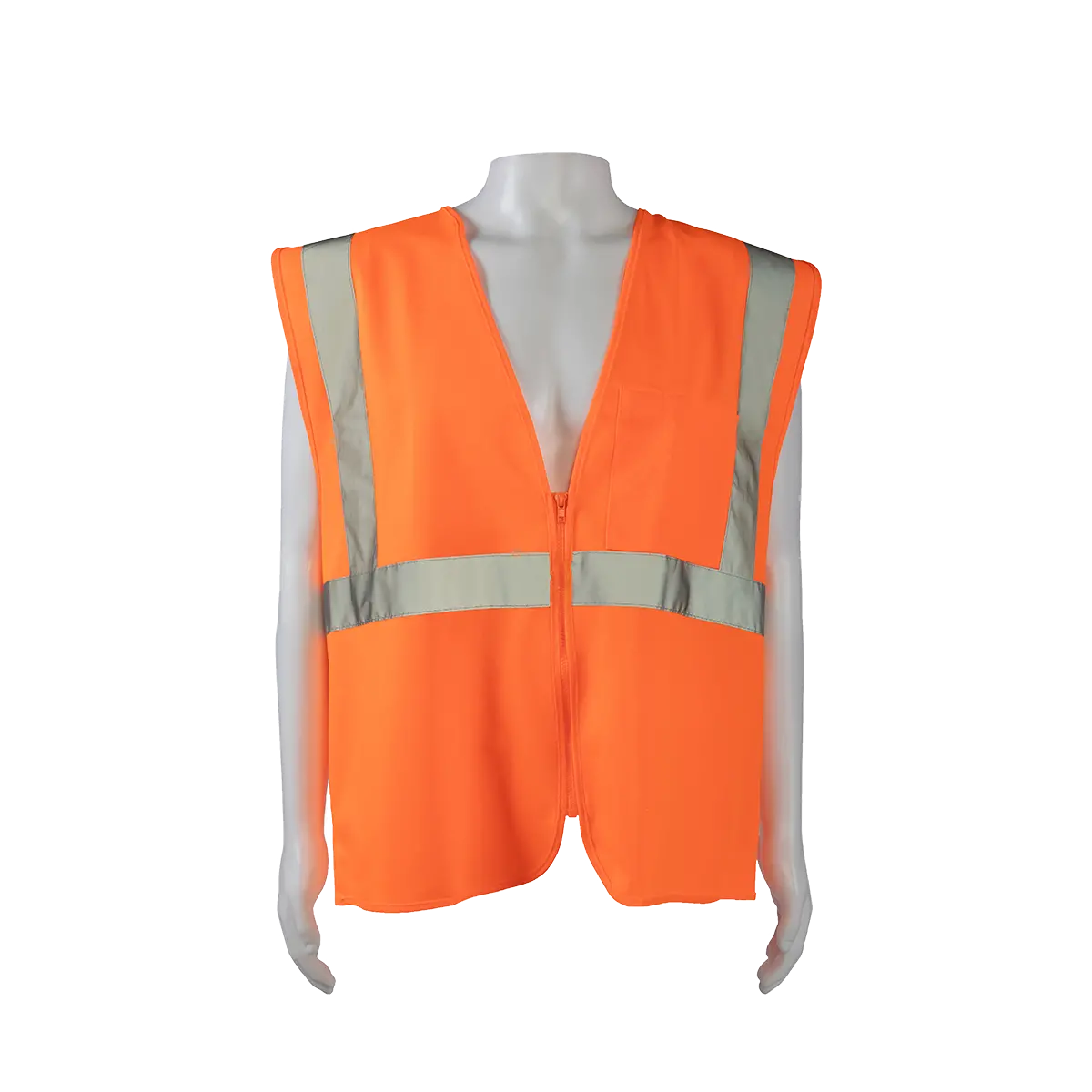 Ov2-Cb0 Ansi/Isea 107-2015 Class 2 Orange Solid Safety Vest Zipper Closure 1