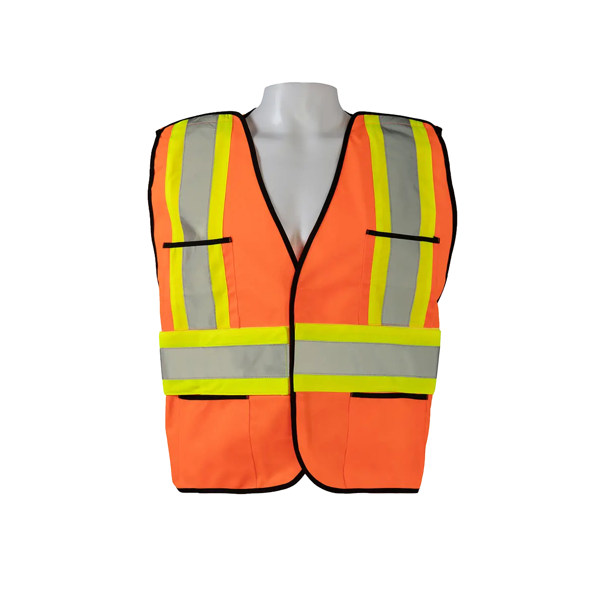 Ov2-Psvcsa Ansi & Csa Public Safety Vest, Orange Solid Front Mesh Back, Reflective “X” On Back 1