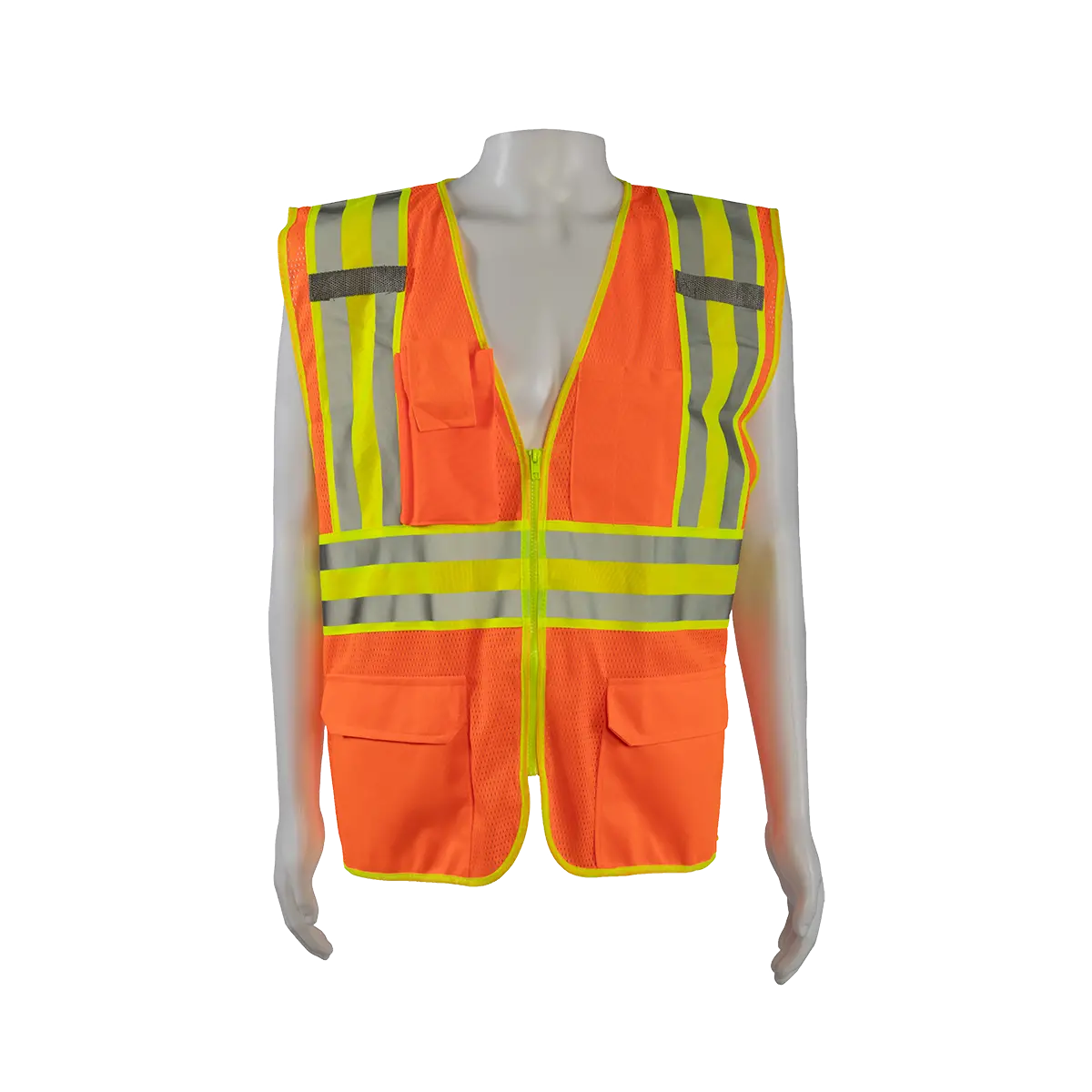 Ovm2-Cb2 Ansi Class Ii Deluxe Two Tone Dot Safety Vest Orange Mesh Lime Contrast 4