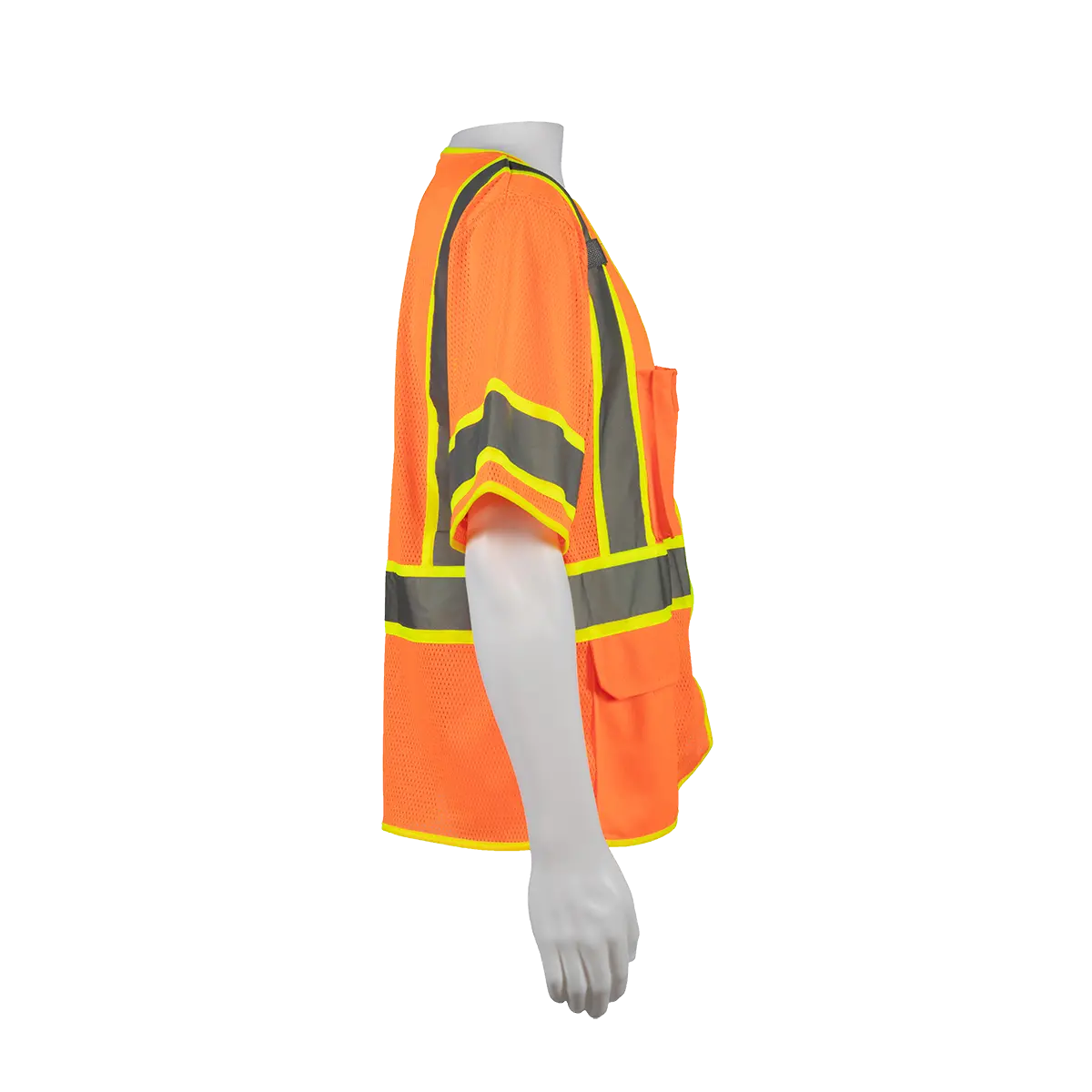 Ovm3-Cb1 Ansi 107-2020 Class 3 Orange Mesh Lime Contrast Two Tone Dot Surveyors Safety Vest, Deluxe 4