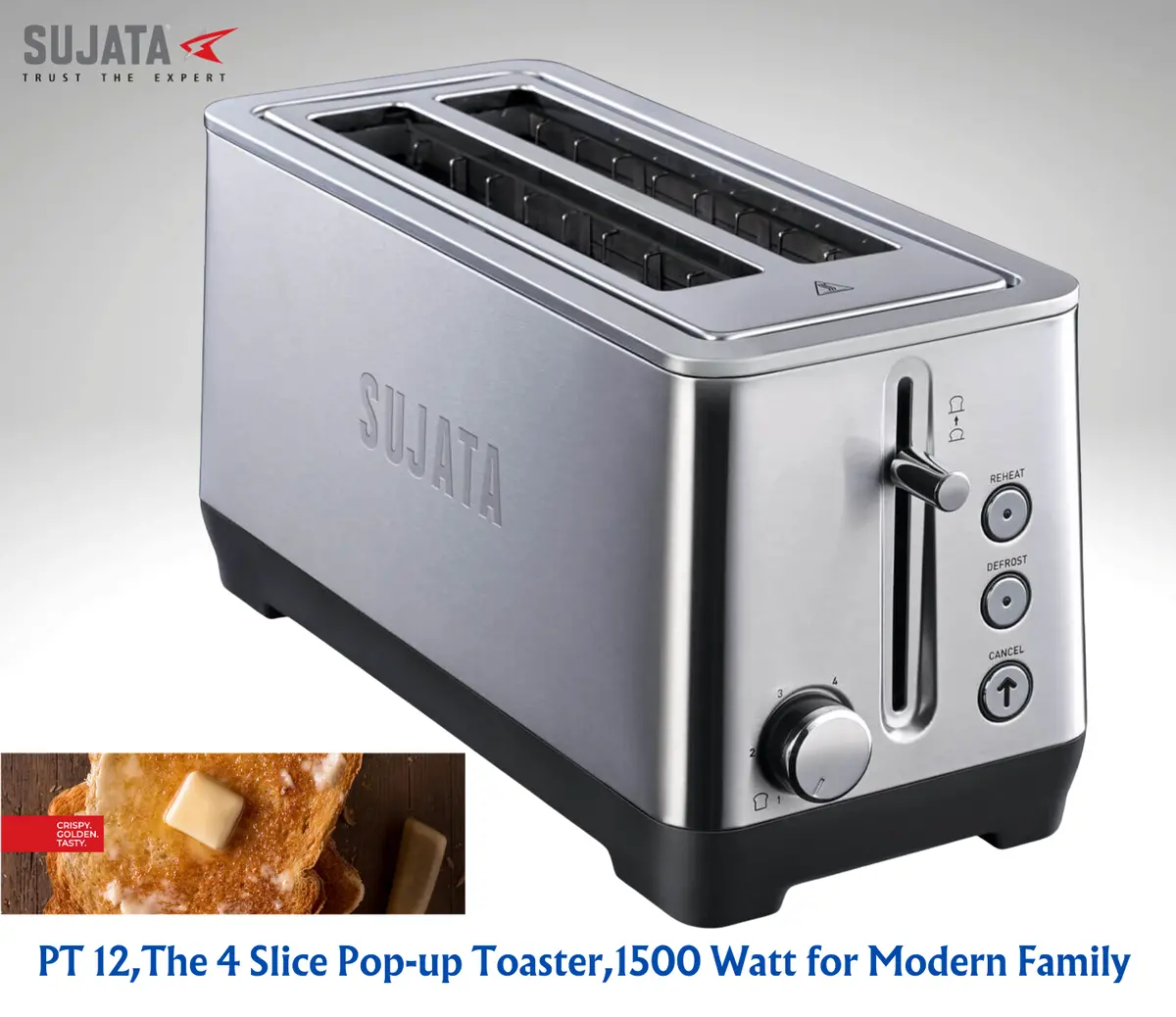 Sujata Pop-Up 2/4 Slice Toaster | Cool Touch Ss Body 2