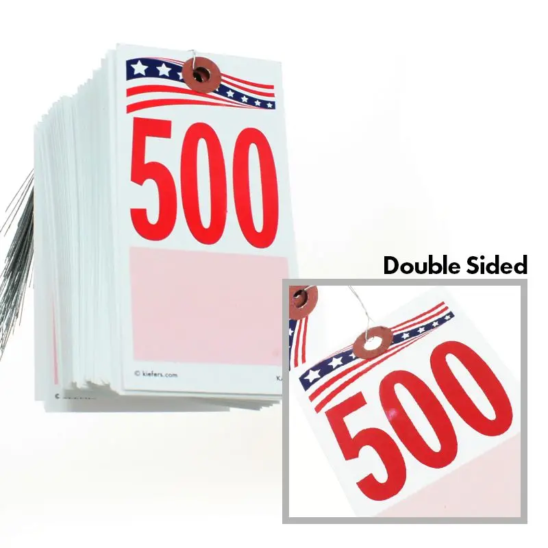 Patriotic Rwb Jack Tag, #5, Wired (500/Box) 1 Or 2-Sided 2