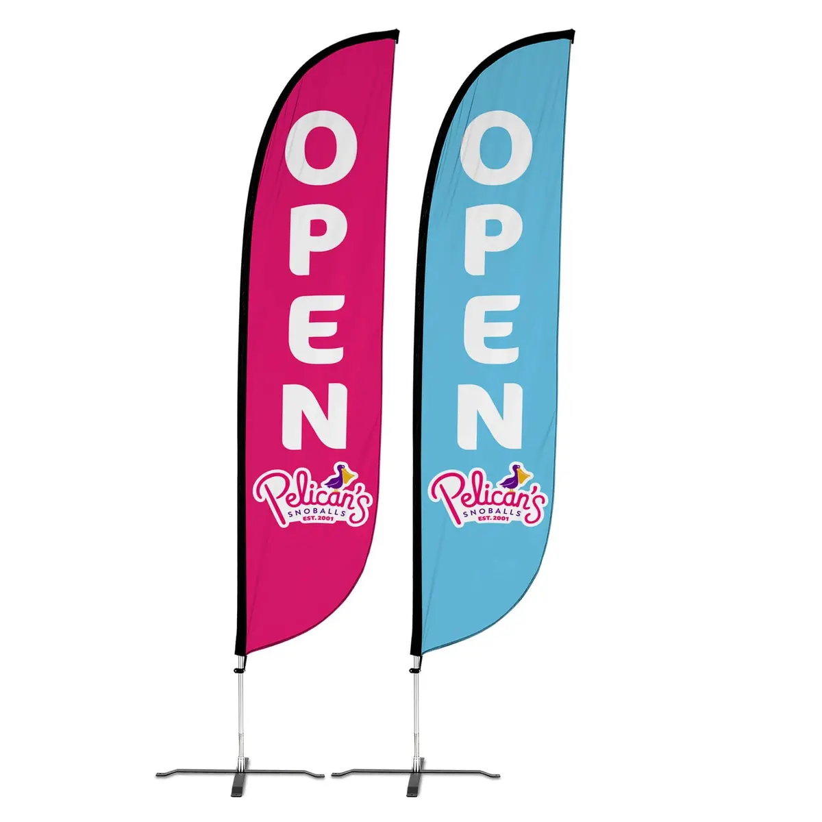 Pelican's Snoballs "Open" 12Ft Feather Flag 1