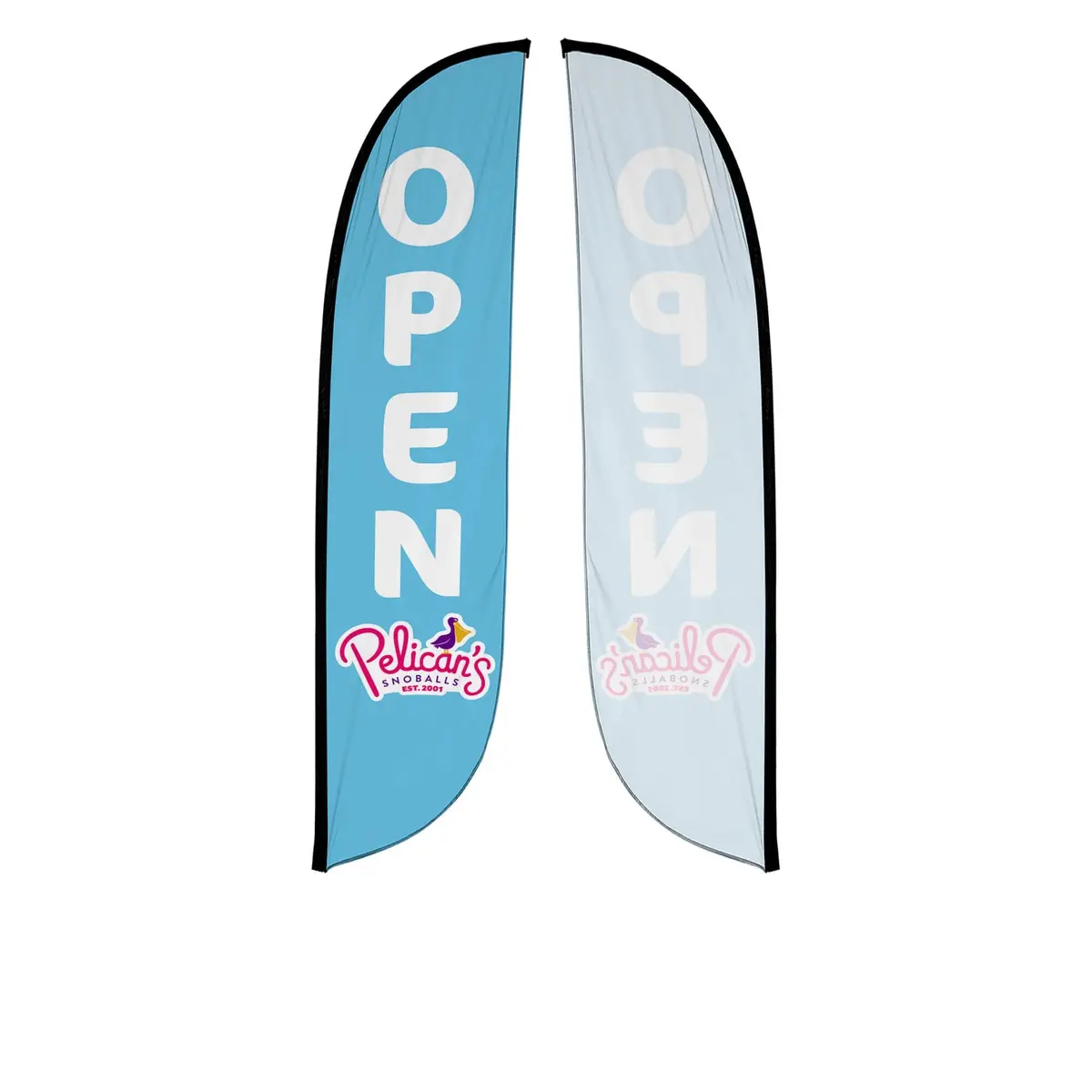 Pelican's Snoballs "Open" 12Ft Feather Flag 2