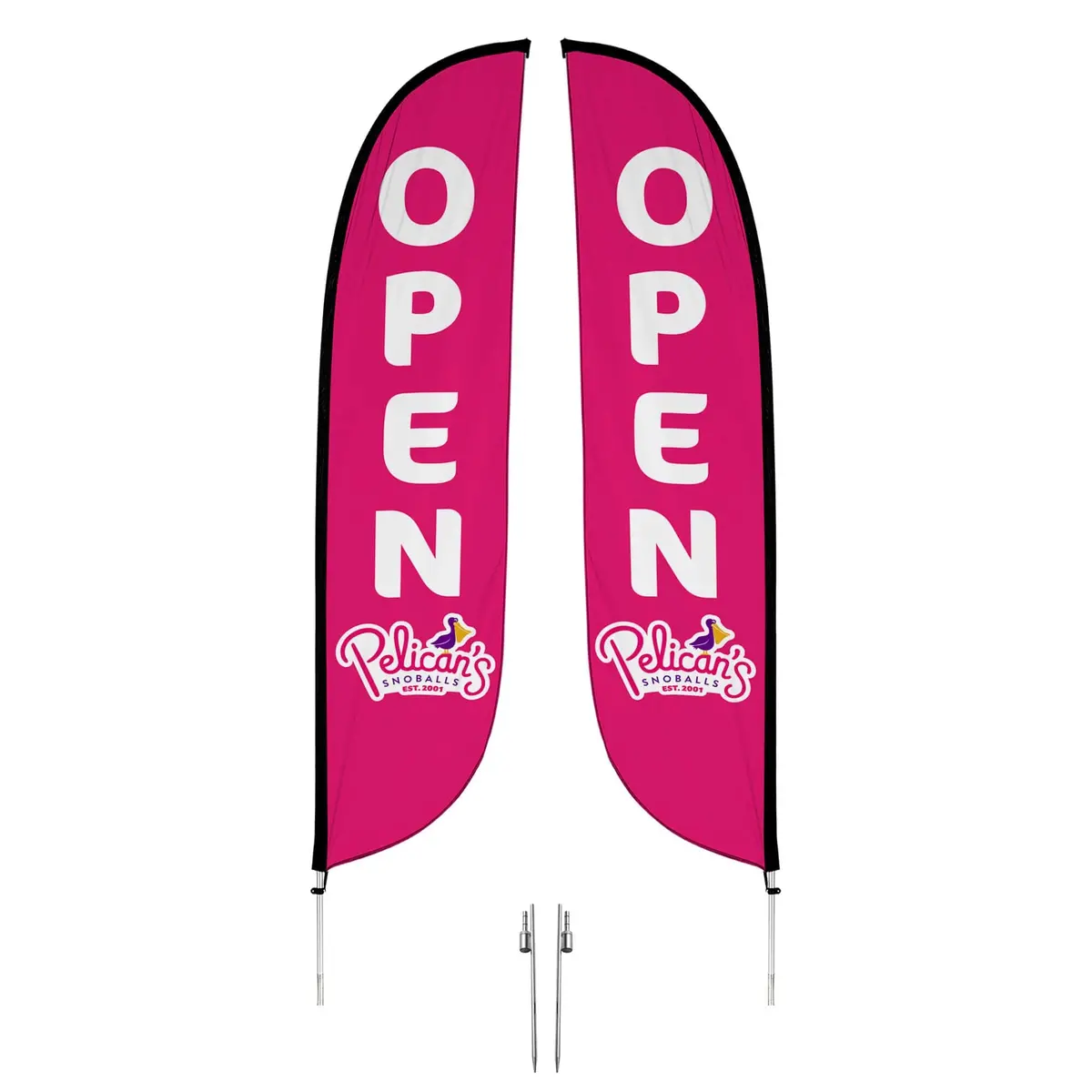 Pelican's Snoballs "Open" 12Ft Feather Flag 11