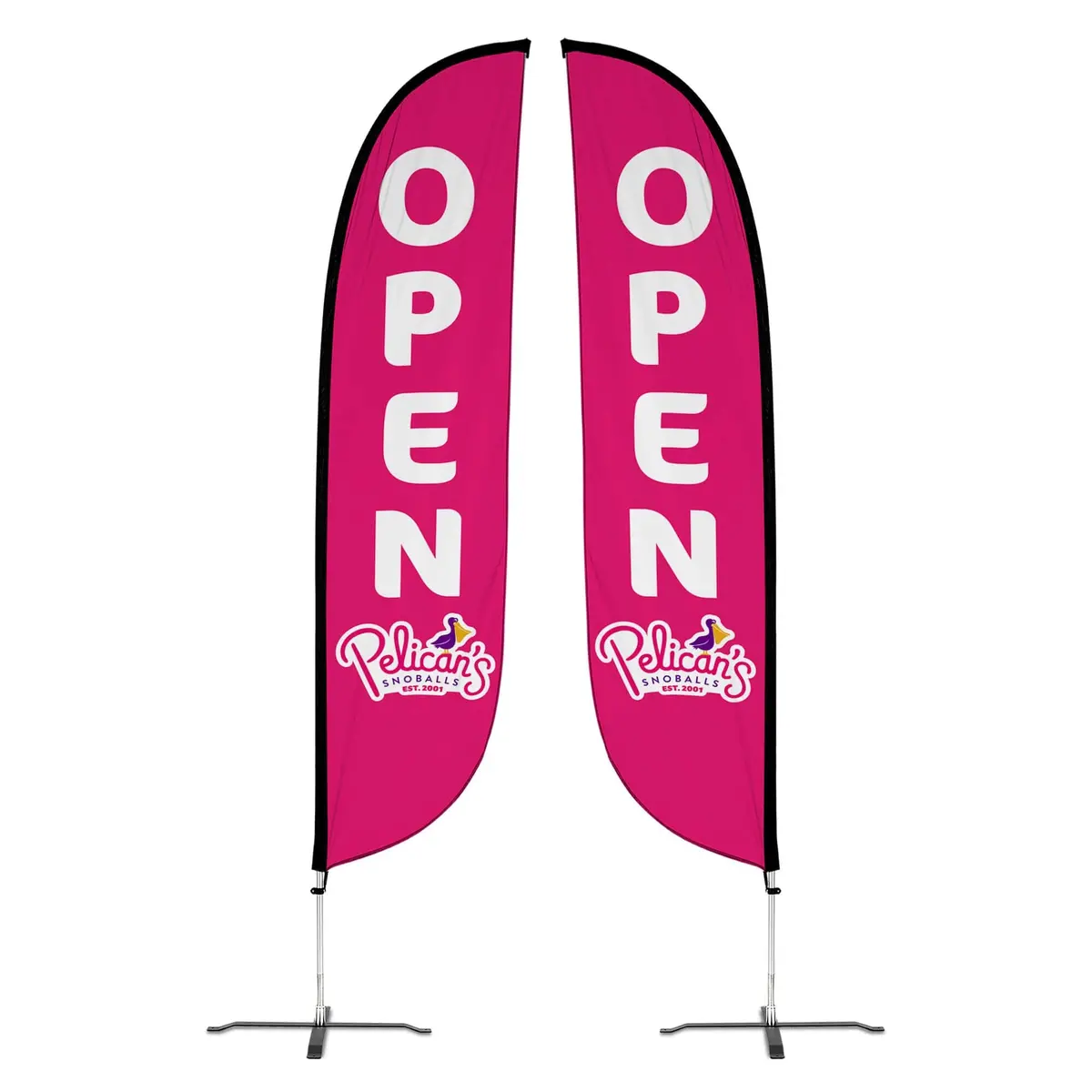 Pelican's Snoballs "Open" 12Ft Feather Flag 12