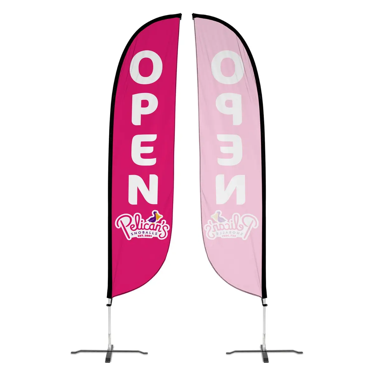 Pelican's Snoballs "Open" 12Ft Feather Flag 12