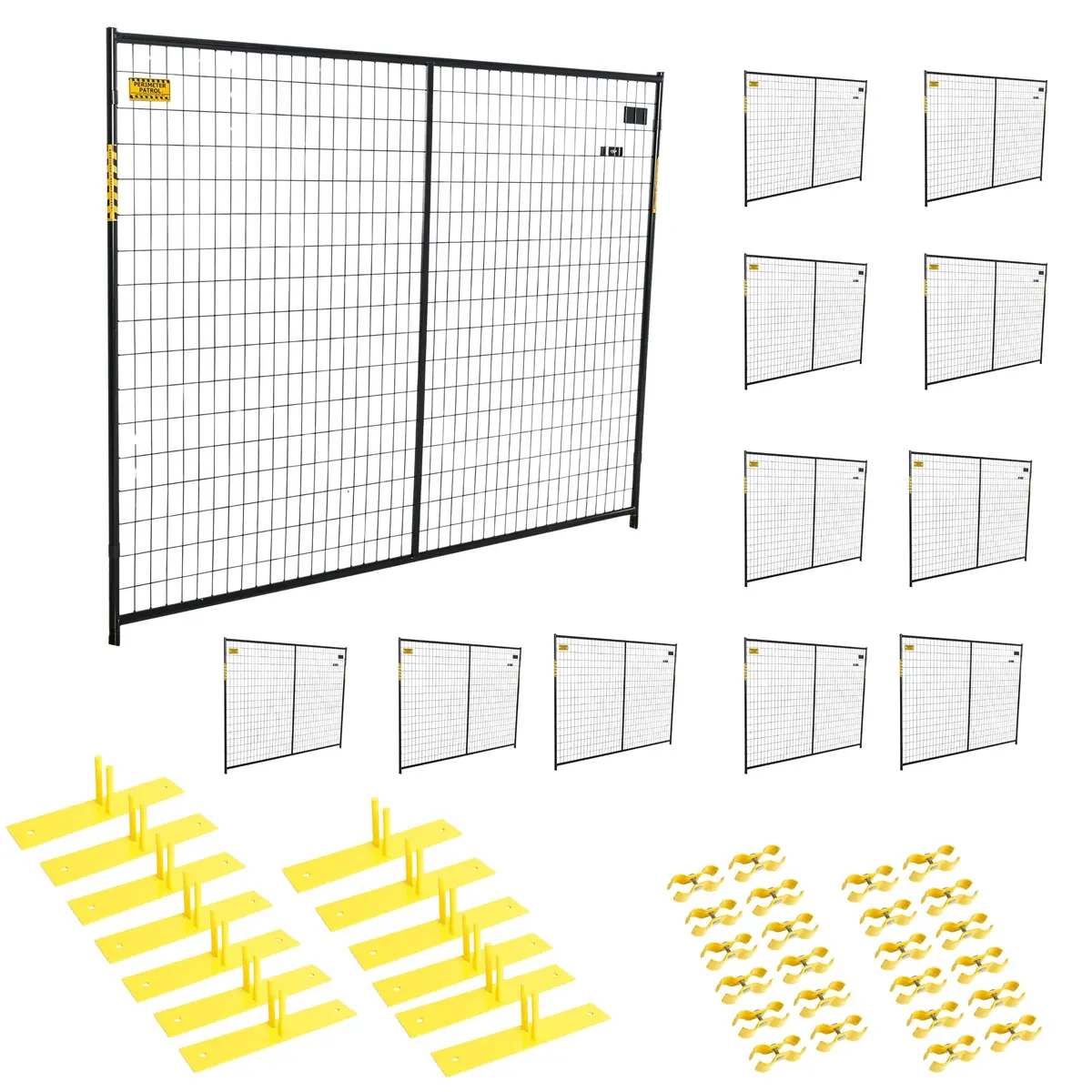 Perimeter Patrol® Security Fence Panel Kit 12 Panels 6'X7.5' (120' Ft) Black 1