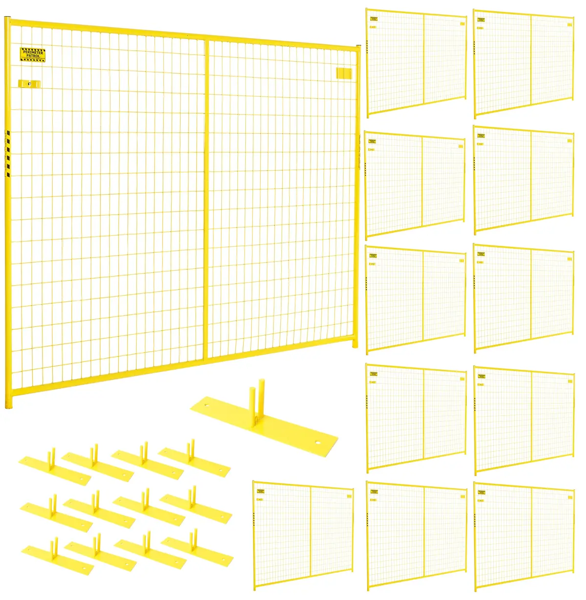 Perimeter Patrol® Security Fence Panel Kit 12 Panels 6'X7.5' (120' Ft) Yellow 1