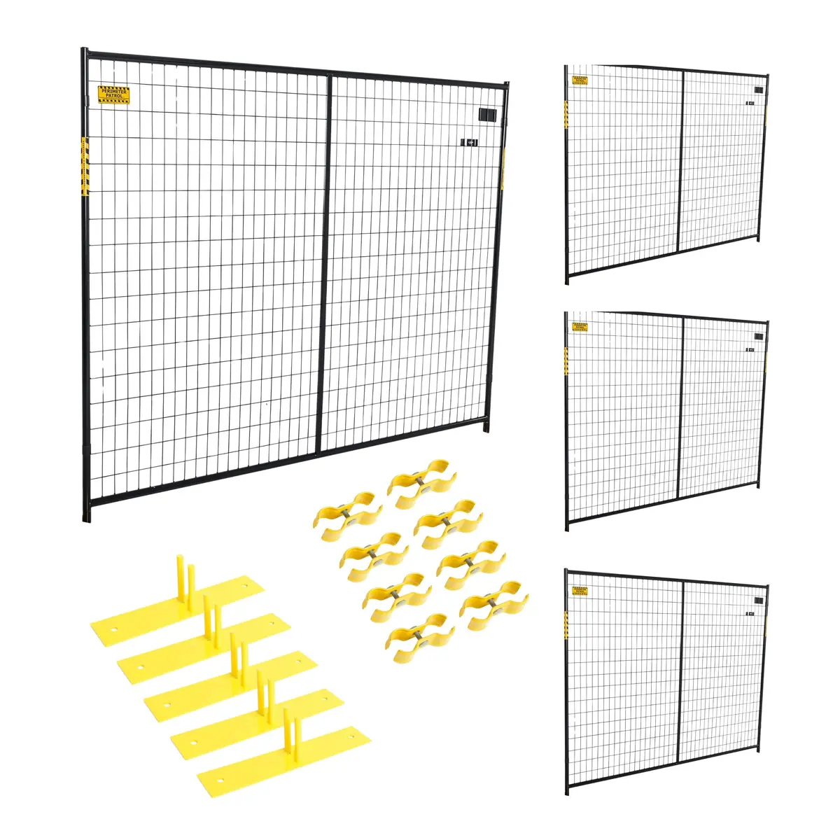 Perimeter Patrol® Security Fence Panel Kit 4 Panels 6'X7.5' (30' Ft) Black 1