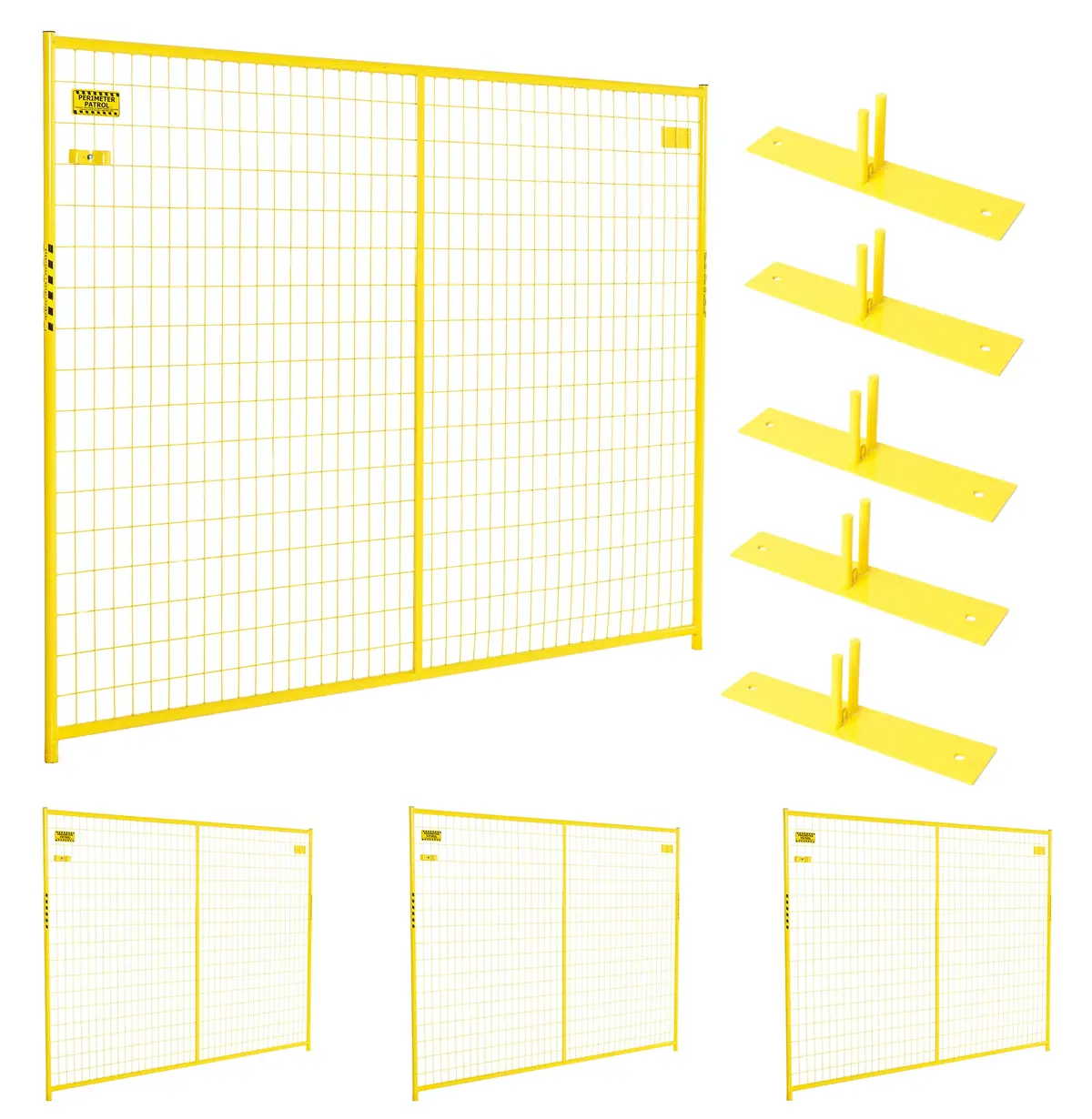 Perimeter Patrol® Security Fence Panel Kit 4 Panels 6'X7.5' (30' Ft) Yellow 1