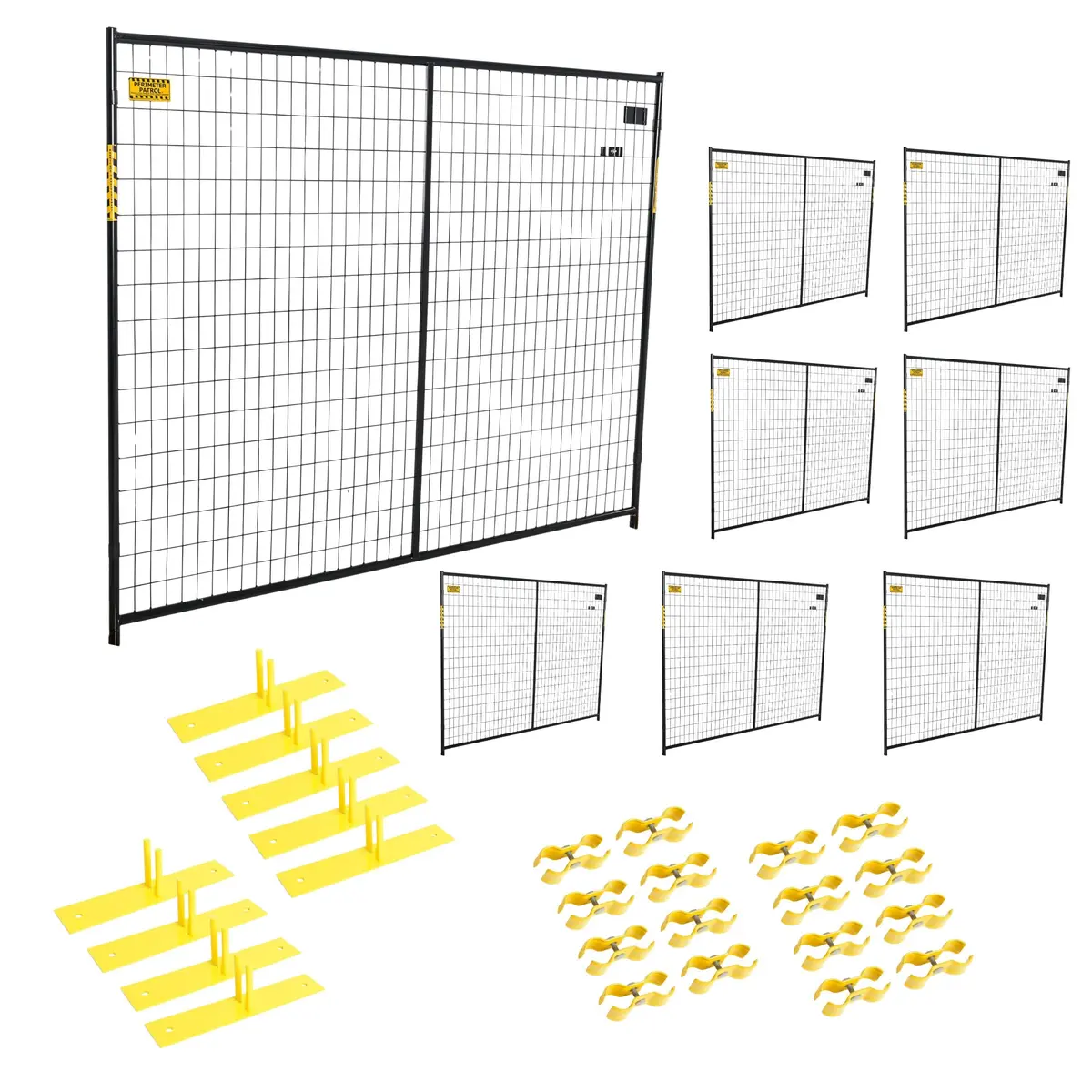 Perimeter Patrol® Security Fence Panel Kit 8 Panels 6'X7.5' (60' Ft) Black 1