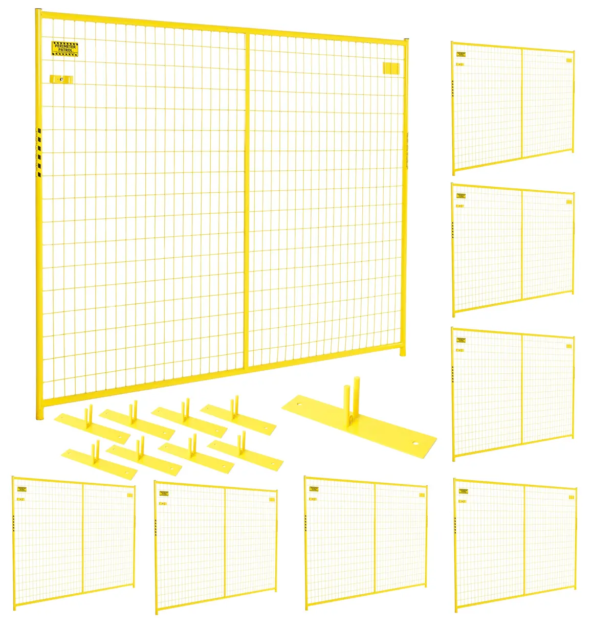 Perimeter Patrol® Security Fence Panel Kit 8 Panels 6'X7.5' (60' Ft) Yellow 1