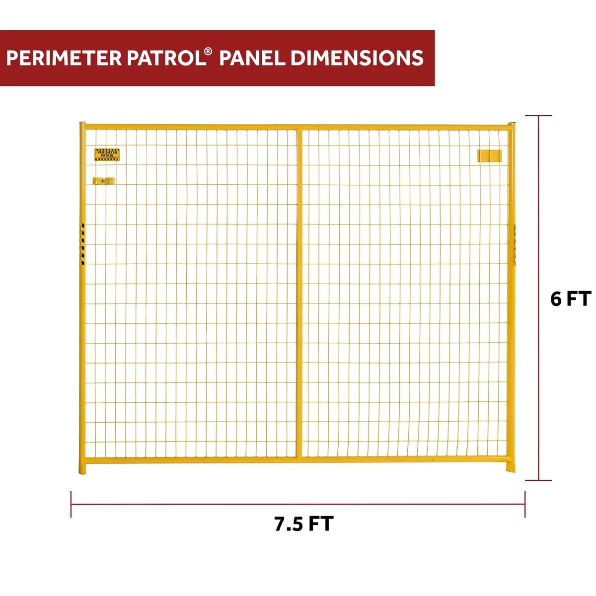 Perimeter Patrol® Security Fence Single Panel 6'X7.5' Yellow 2