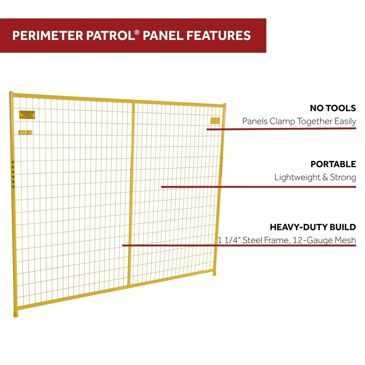 Perimeter Patrol® Security Fence Panel Kit 8 Panels 6'X7.5' (60' Ft) Yellow 2