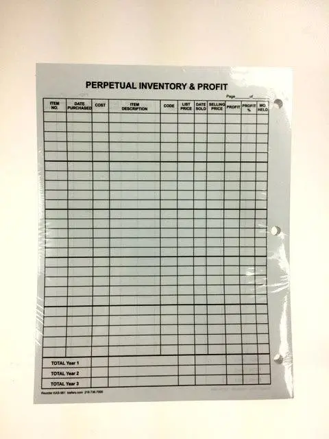 Perpetual Inventory & Profit Sheets (100/Pack) 1
