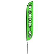 Pet Grooming Feather Flag Green 2