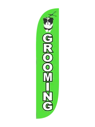 Pet Grooming Feather Flag Green 1